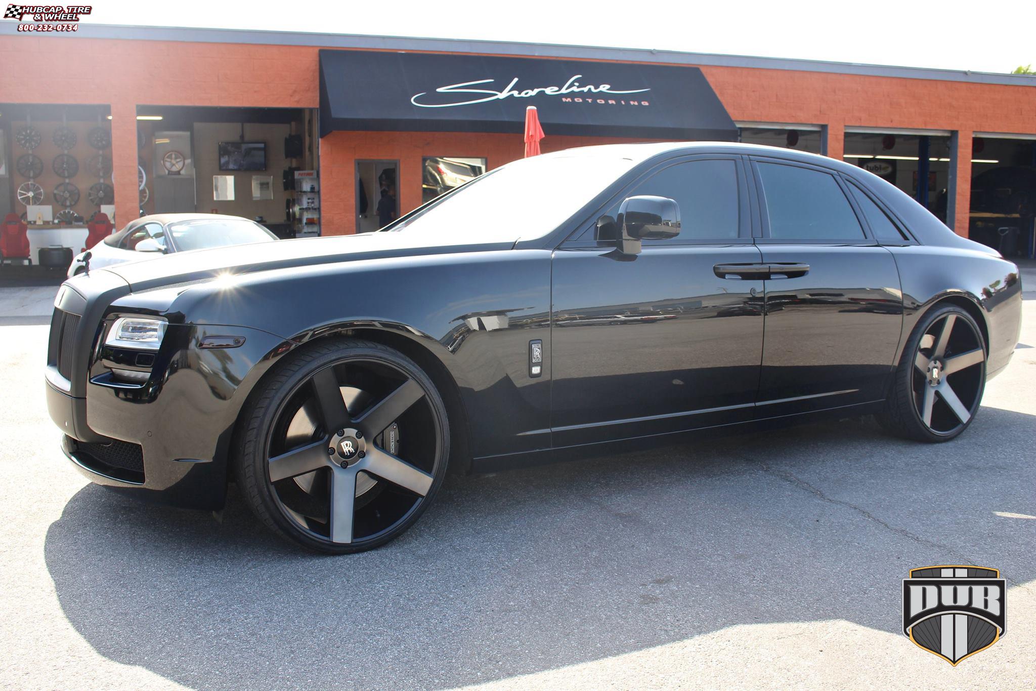 vehicle gallery/rolls royce ghost dub baller s116 24X10  Black & Machined with Dark Tint wheels and rims