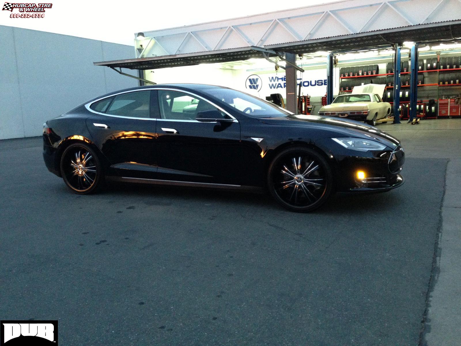 vehicle gallery/tesla model s dub mamba s139 22X9  Matte Black w/Chrome (Paintable) Inserts wheels and rims