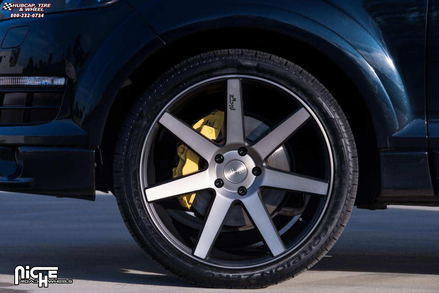 vehicle gallery/audi q7 niche verona m150  Black & Machined with Dark Tint wheels and rims