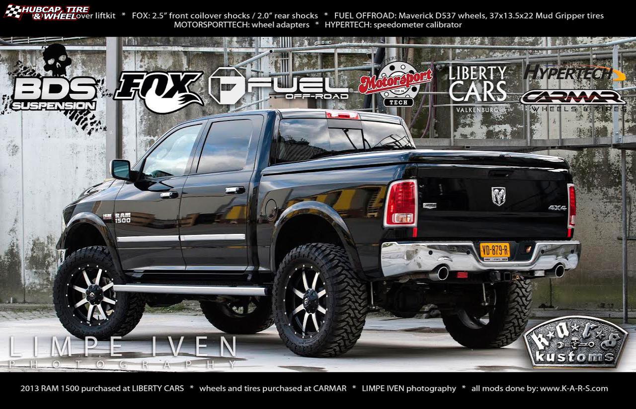 vehicle gallery/dodge ram 1500 fuel maverick d537 0X0  Matte Black & Machined Face wheels and rims