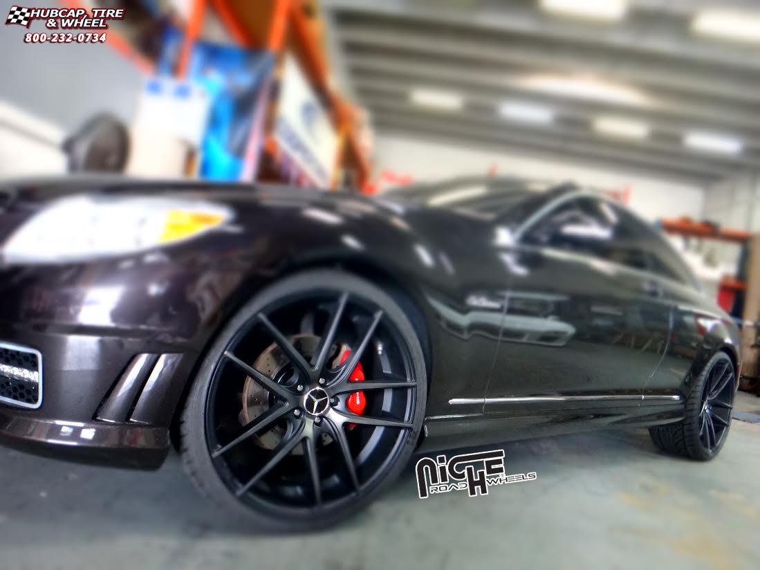 vehicle gallery/mercedes benz cl niche targa m130  Black & Machined with Dark Tint wheels and rims