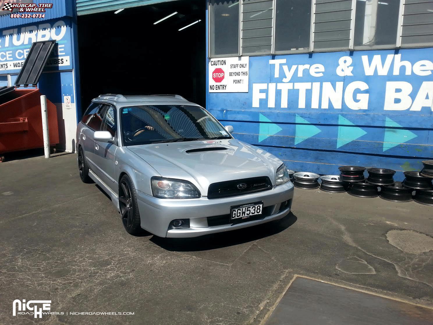 vehicle gallery/subaru legacy niche verona m150 18x8  Black & Machined with Dark Tint wheels and rims