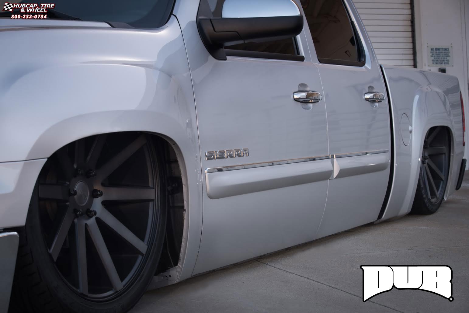 vehicle gallery/gmc sierra dub shot calla s121  Black & Machined with Dark Tint wheels and rims