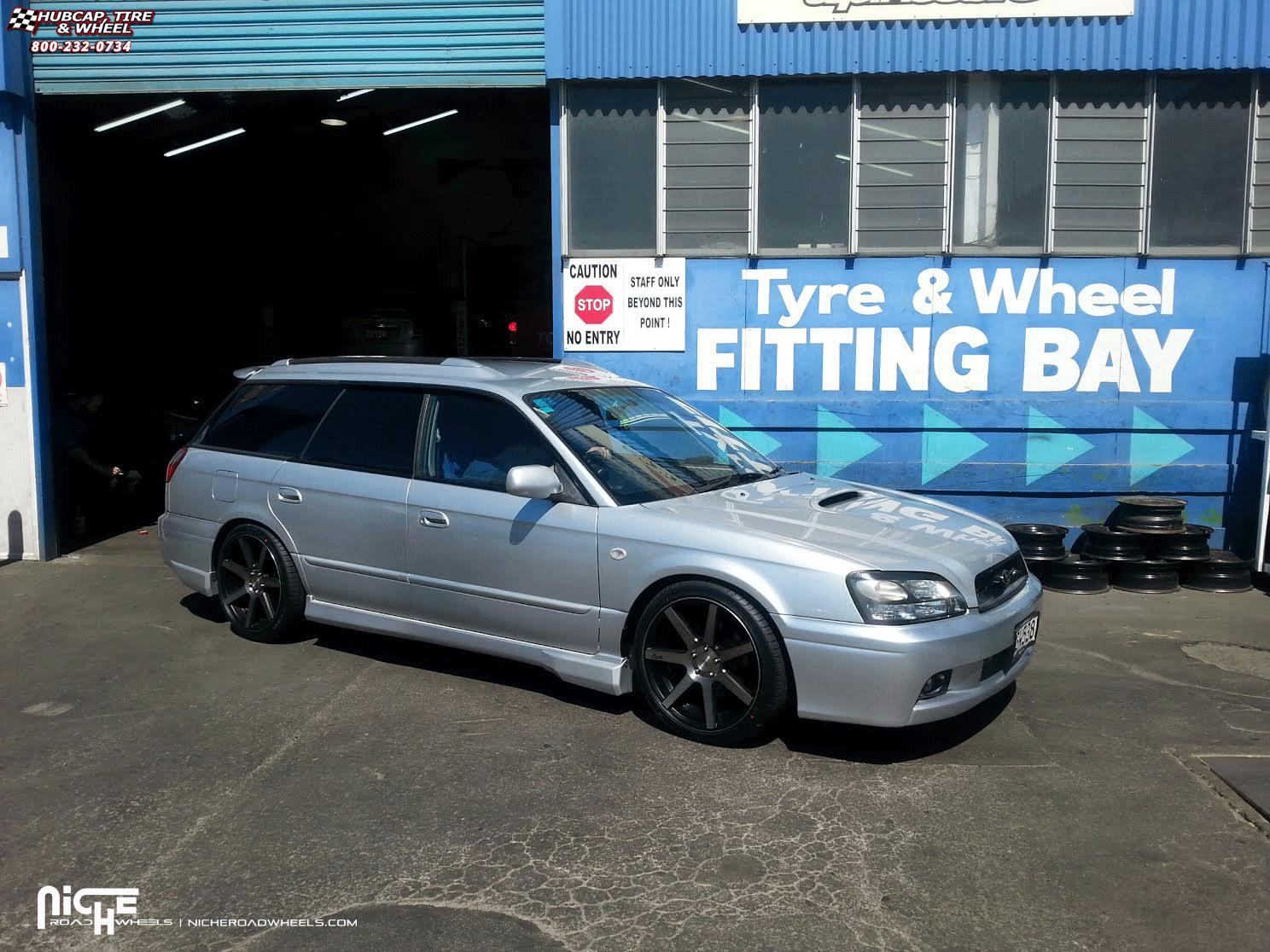 vehicle gallery/subaru legacy niche verona m150 18x8  Black & Machined with Dark Tint wheels and rims