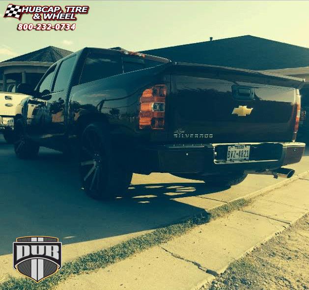 vehicle gallery/chevrolet silverado 1500 dub shot calla s121  Black & Machined with Dark Tint wheels and rims