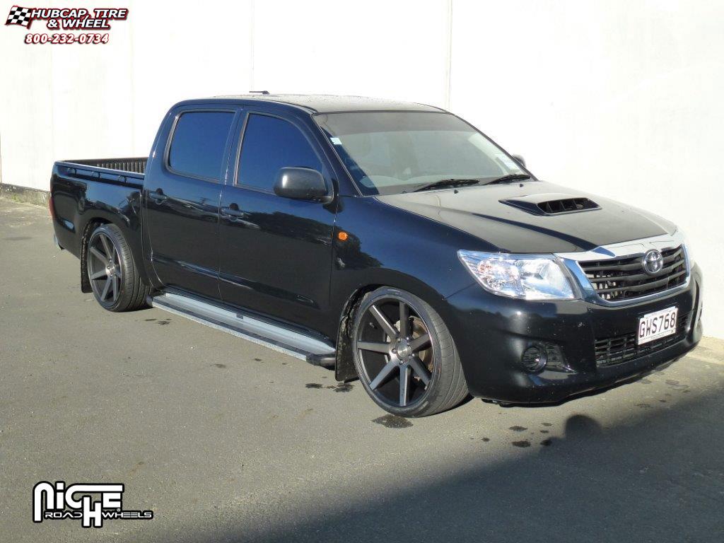 vehicle gallery/toyota hilux niche verona m150  Black & Machined with Dark Tint wheels and rims