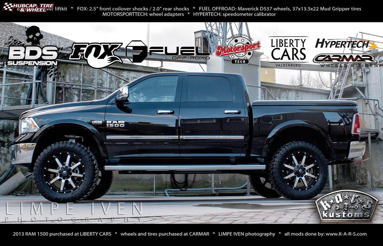 vehicle gallery/dodge ram 1500 fuel maverick d537 0X0  Matte Black & Machined Face wheels and rims