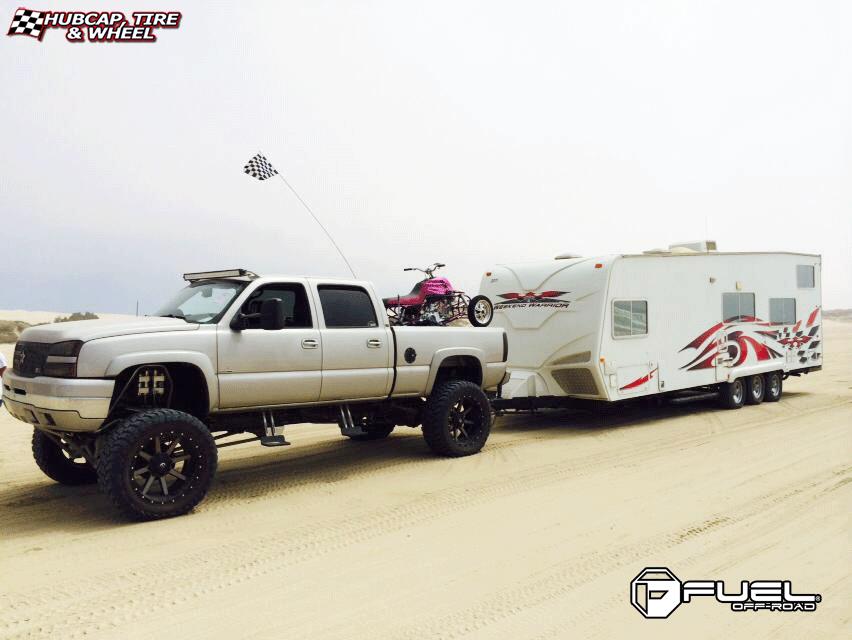 vehicle gallery/chevrolet silverado fuel maverick d260 24X12  Chrome with Gloss Black Lip wheels and rims