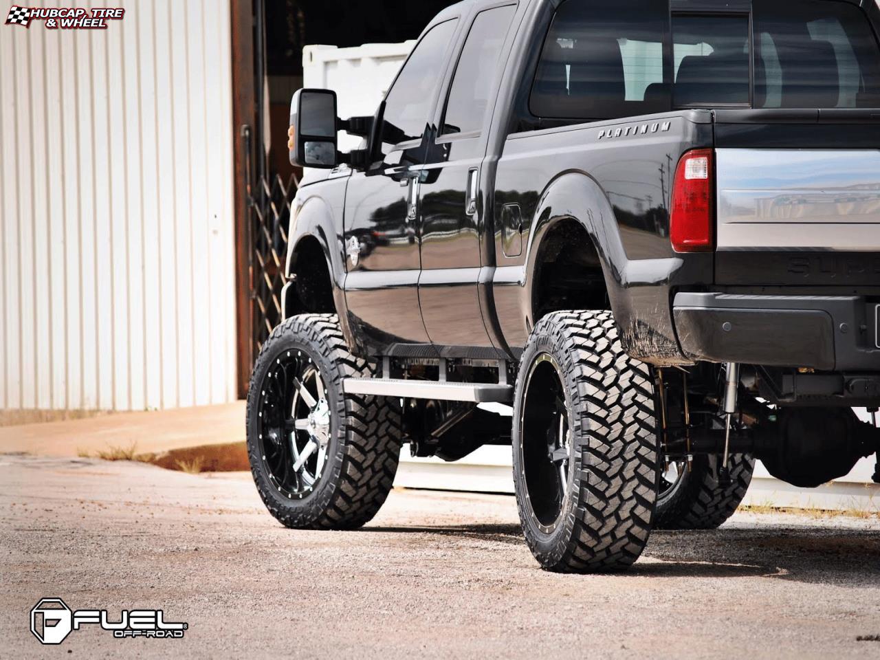 vehicle gallery/ford f 250 fuel maverick d260 24X12  Chrome with Gloss Black Lip wheels and rims