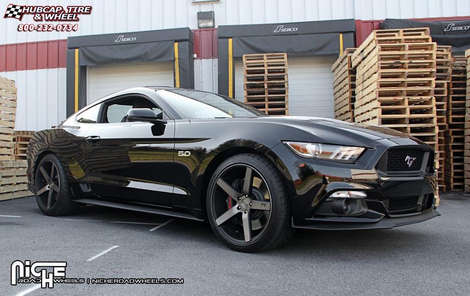 vehicle gallery/ford mustang niche milan m134  Black & Machined with Dark Tint wheels and rims