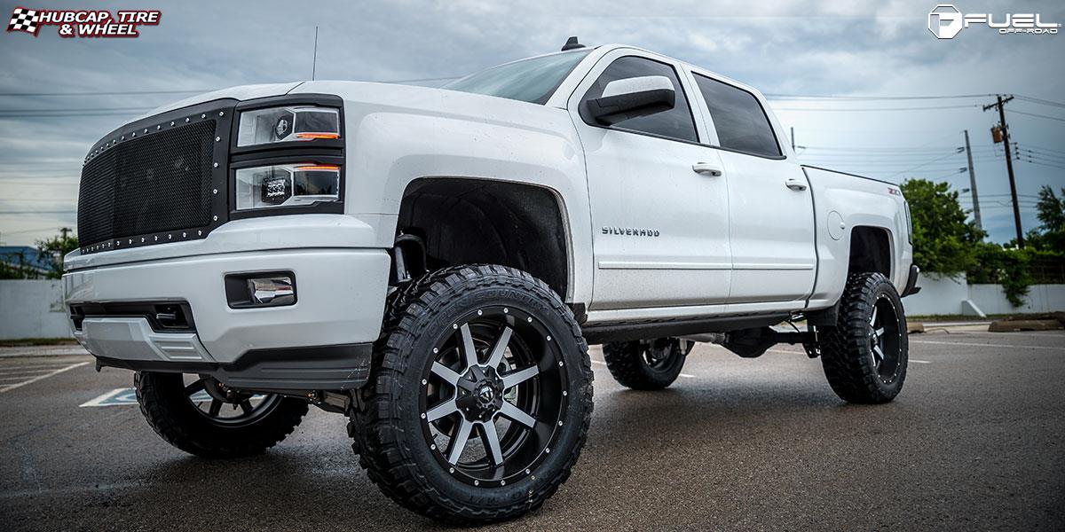 vehicle gallery/chevrolet silverado 1500 fuel maverick d537 22X10  Matte Black & Machined Face wheels and rims