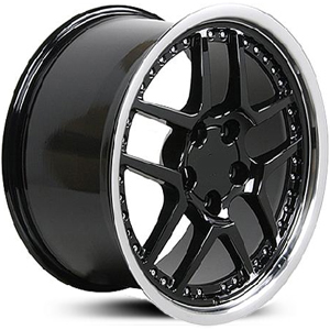Chevy Corvette C5 Z06 Style (CV04) Black Machined Lip w/ Rivets