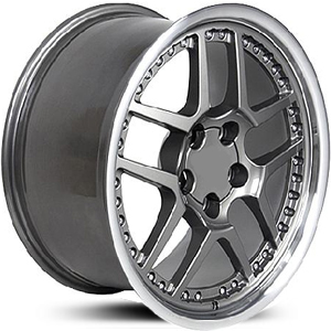 Chevy Corvette C5 Z06 Style (CV04) Gunmetal Machined Lip w/Rivets