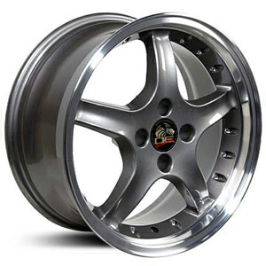 Fits Ford Mustang Cobra Style 4 Lug (FR04)  Wheels Anthracite Deep Dish Lip w/Rivets