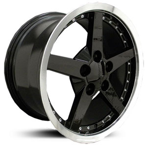 Chevy Corvette C6 Style (CV06) Deep Dish Black Machined Lip w/Rivets