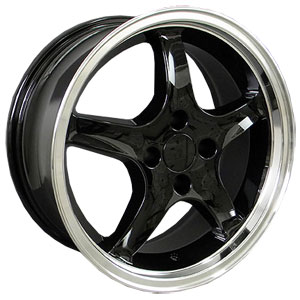 Fits Ford Mustang Cobra Style 4 Lug (FR04)  Wheels Black Deep Dish Lip