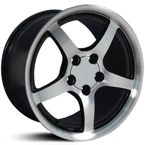 Chevy Corvette C5 Style (CV05) Deep Dish Black w/Machined Face