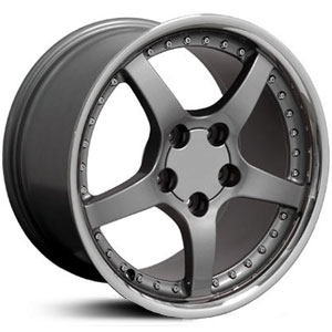 Chevy Corvette C5 Style (CV05) Deep Dish Gunmetal Steel Lip w/Rivets