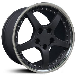 Chevy Corvette C5 Style (CV05) Deep Dish Matte Black Steel Lip w/Rivets