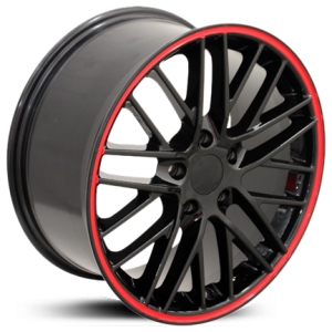 Corvette C6 ZR1 Style (CV08)  Wheels Black w/Red Banding 