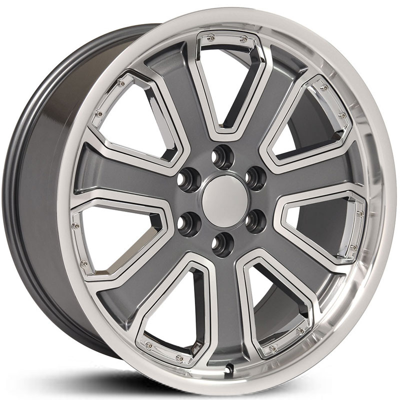 Chevy Silverado 1500 (CV93) Deep Dish Gunmetal Machined w/ Chrome Inserts
