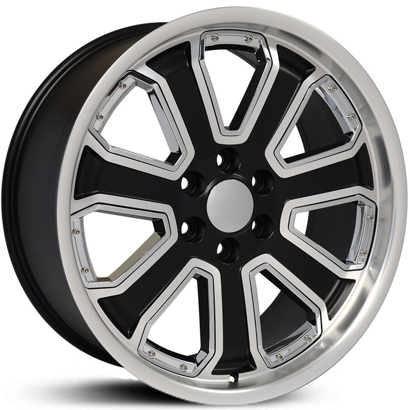 Chevy Silverado 1500 (CV93) Deep Dish Satin Black Machined w/ Chrome Inserts