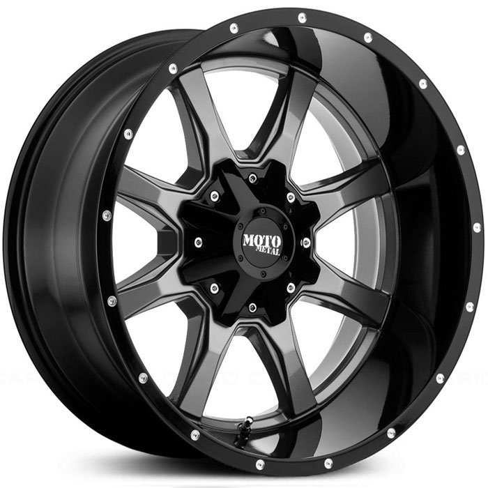 Moto Metal MO970  Wheels Gloss Gray w/ Black Lip