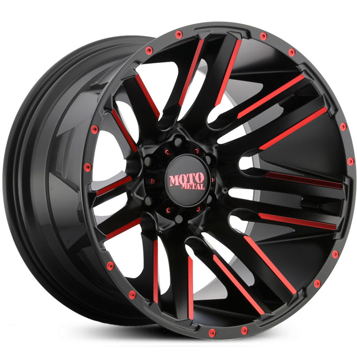 Moto Metal MO978 Razor  Wheels Satin Black w/ Red Tinted Clear