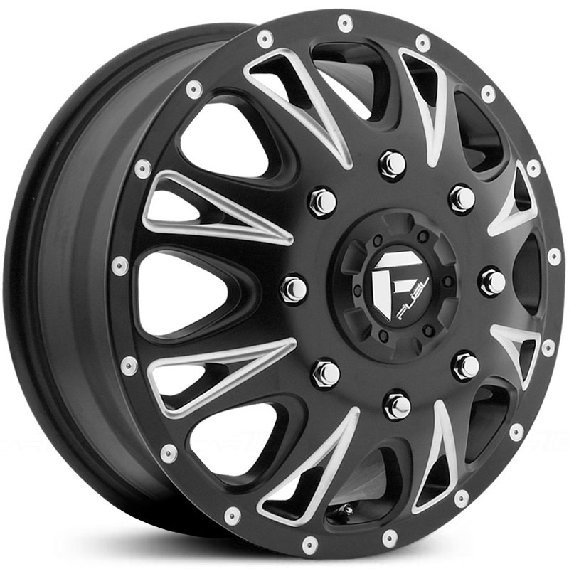 Fuel D513 Throttle Dually  Wheels Black Milled (Front)