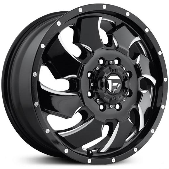 Fuel D574 Cleaver Dually  Wheels Gloss Black Milled (Front)