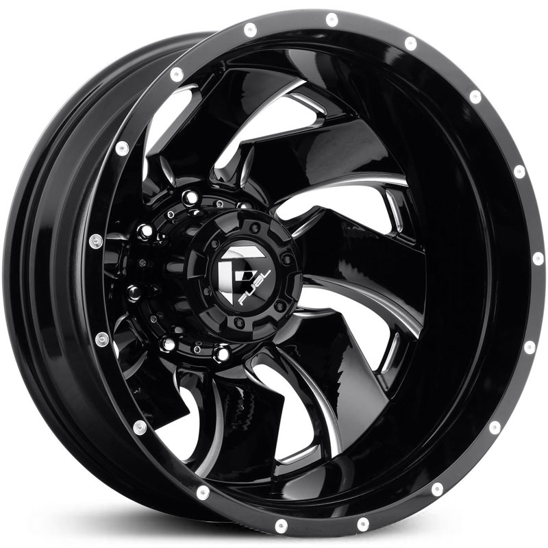 Fuel D574 Cleaver Dually  Wheels Gloss Black Milled (Rear)