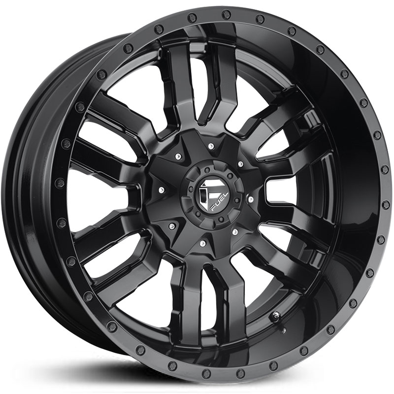 Fuel D596 Sledge  Wheels Matte Black w/ Gloss Black Lip