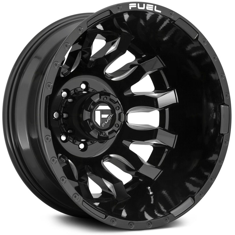 Fuel D673 Blitz Dually  Wheels Gloss Black & Milled Rear