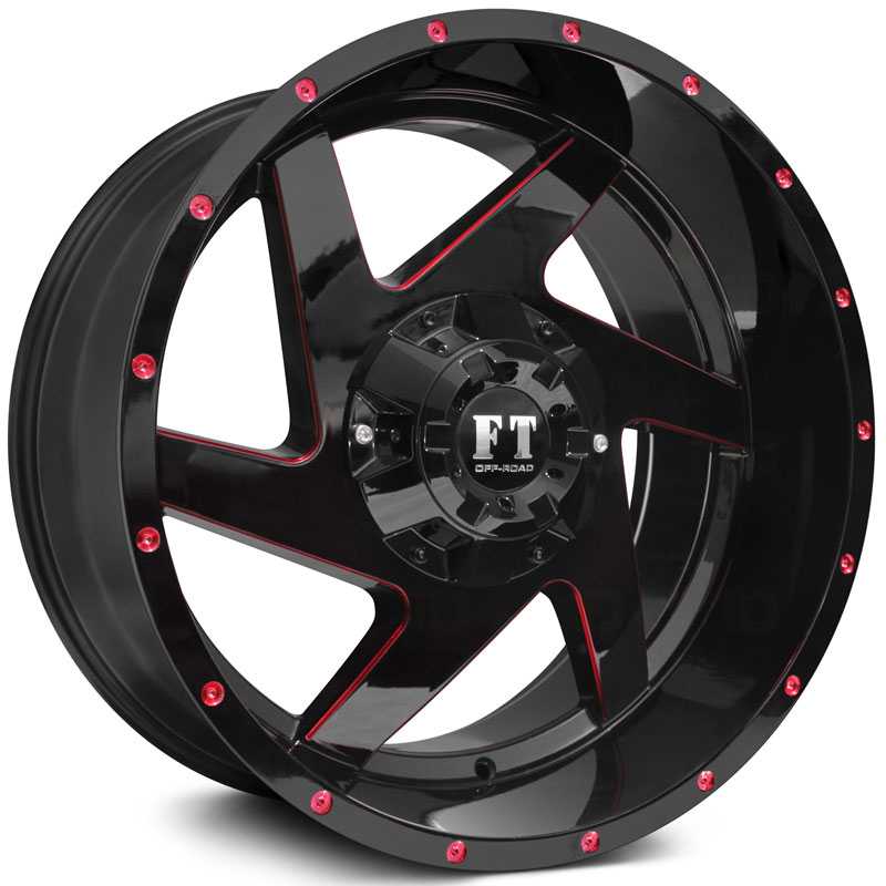 Full Throttle Full Throttle FT6052  Wheels Gloss Black w/ Red Milling