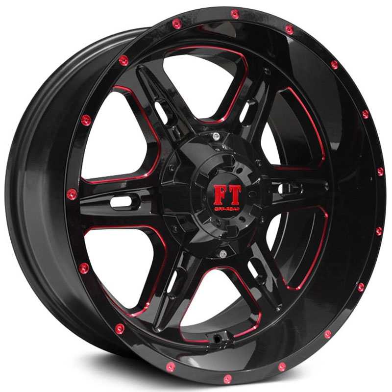 Full Throttle Full Throttle FT6054  Wheels Gloss Black w/ Red Milling