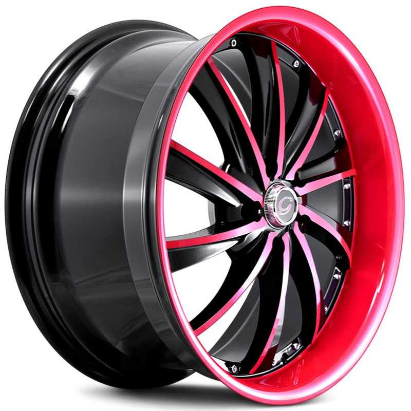 G-Line Alloys G0016  Wheels Gloss Black Red Face & Lip