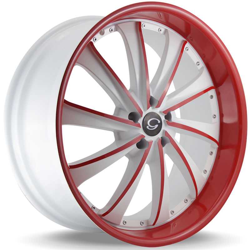 G-Line Alloys G0016  Wheels Gloss White Red Face & Lip