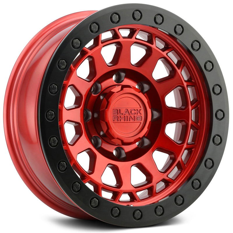 Black Rhino Primm Beadlock  Wheels Candy Red W/Black Ring And Black Bolts