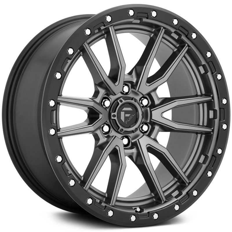 Fuel D680 Rebel  Wheels Matte Gunmetal Black Bead Ring