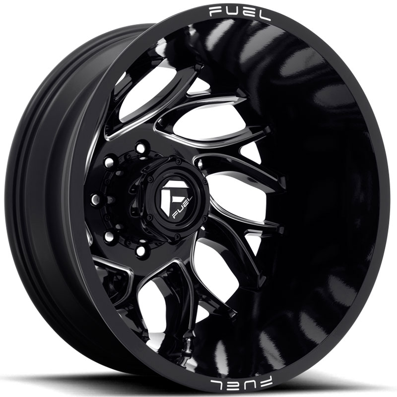 Fuel D741 Runner Rear Dually  Wheels Gloss Black Milled