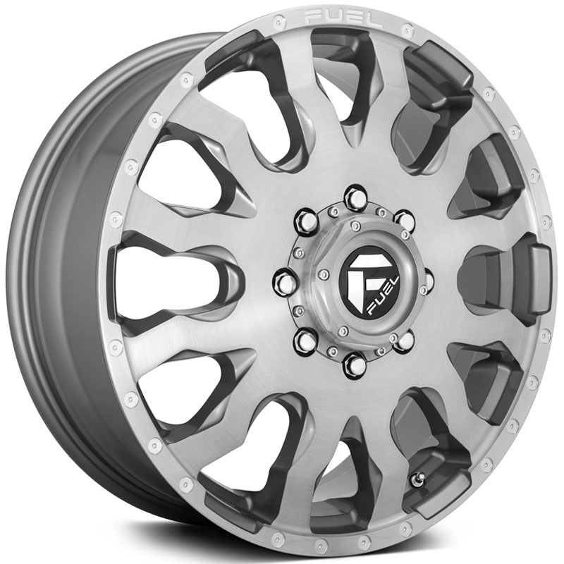 Fuel D693 Blitz Platinum Dually  Wheels Brushed Gunmetal Front