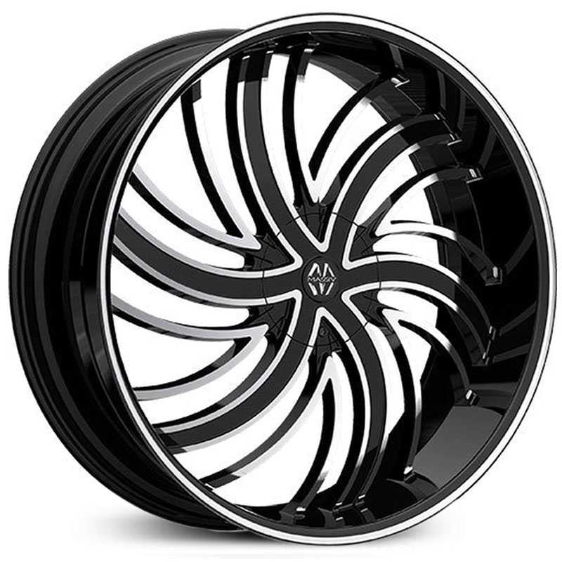 Massiv 924 Tsunami  Wheels Black Machined Face & Pinstripe w/ Metal Centercap