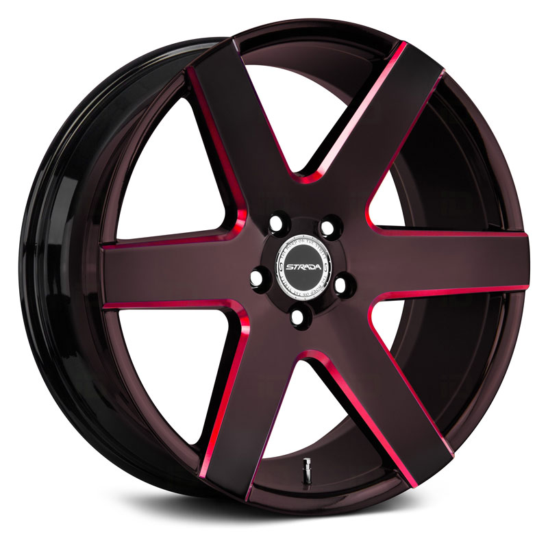 Strada Coda  Wheels Gloss Black Candy Red Milled