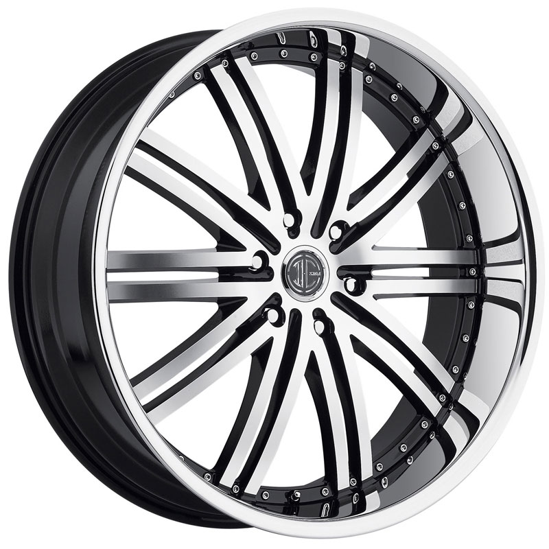 2Crave No.11  Wheels Glossy Black Diamond Cut Face w/ Chrome Lip