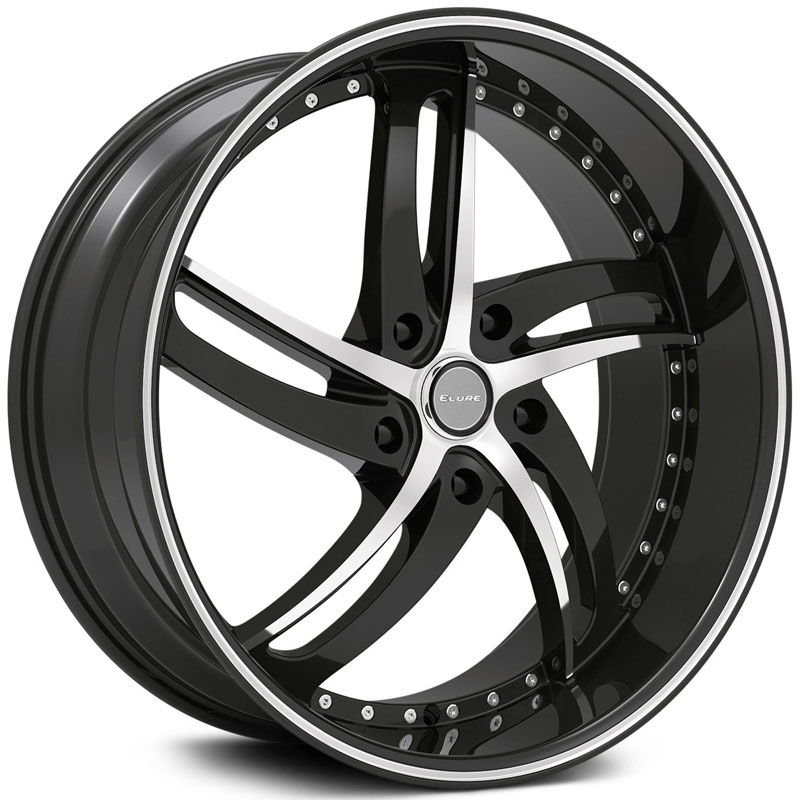 Elure 048  Wheels Black w/ Machined Face & Pinstripe