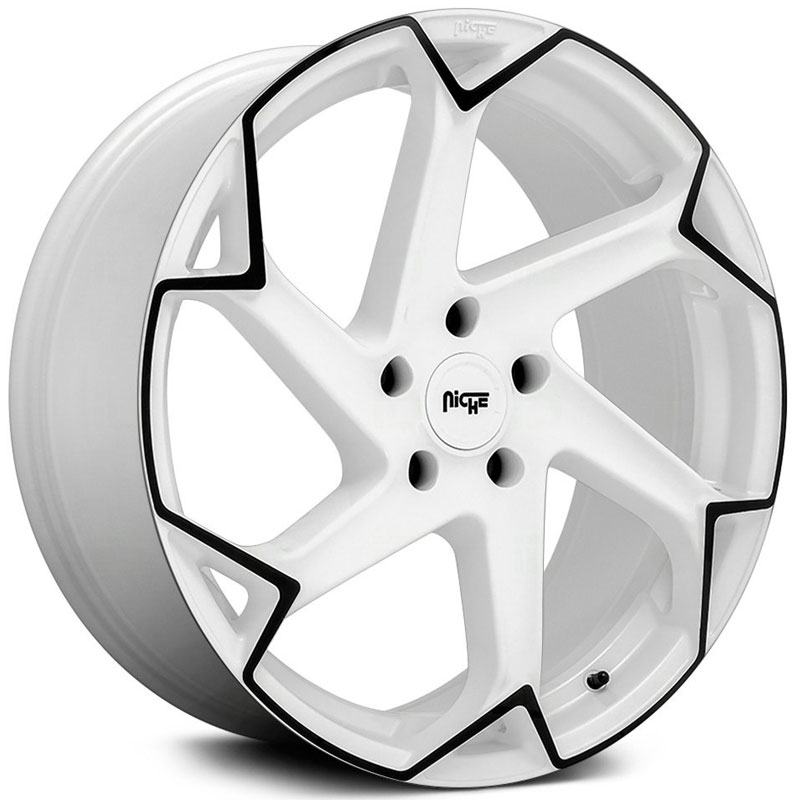 Niche M257 Flash  Wheels Gloss White w/ Black Face