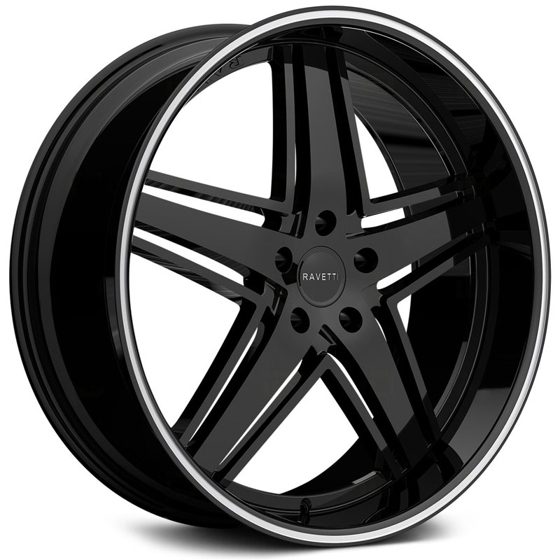 Ravetti M6  Wheels Gloss Black w/ Machined Pinstripe