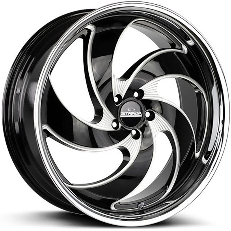 Strada Street Classics Retro 5  Wheels Gloss Black Milled w/ SS Lip