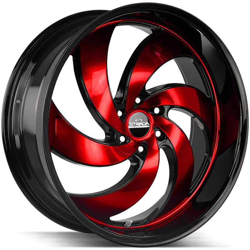 Strada Street Classics Retro 6  Wheels Gloss Black Candy Red Machined