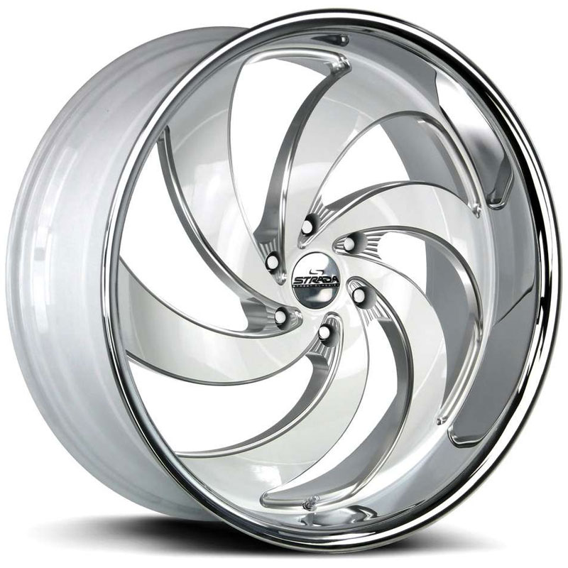 Strada Street Classics Retro 6  Wheels Gloss White Milled w/ SS Lip